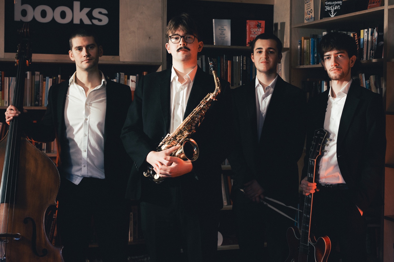 Upbeat instrumental jazz quartet